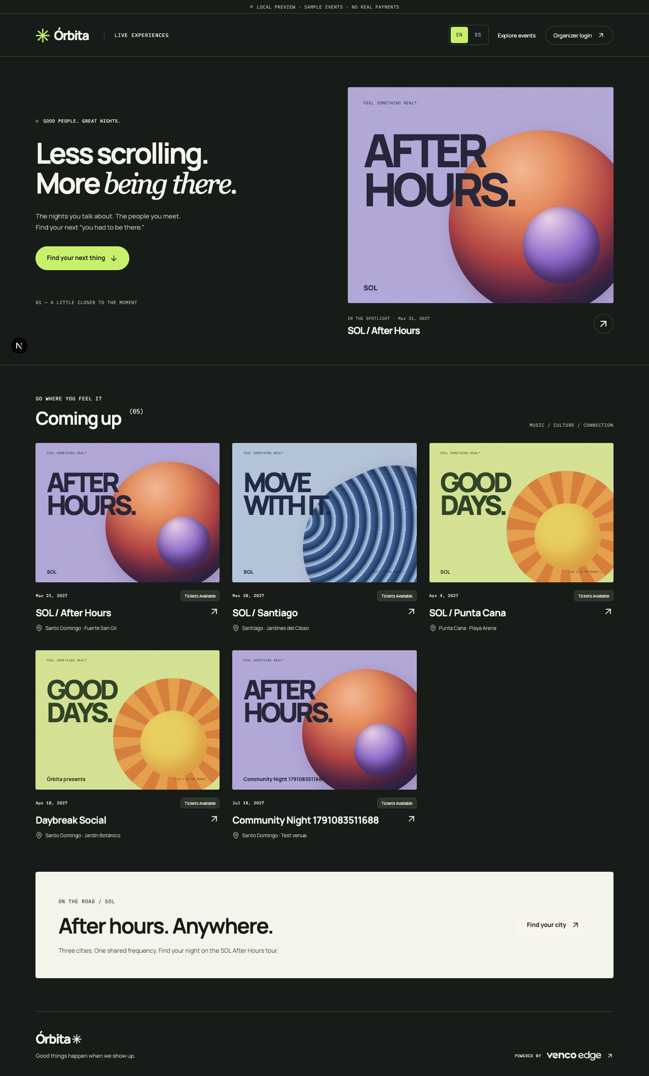 Edge sample storefront with events and tour dates